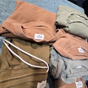 lot of MATE the Label sweat shirts and 1  thermal sweat bottoms